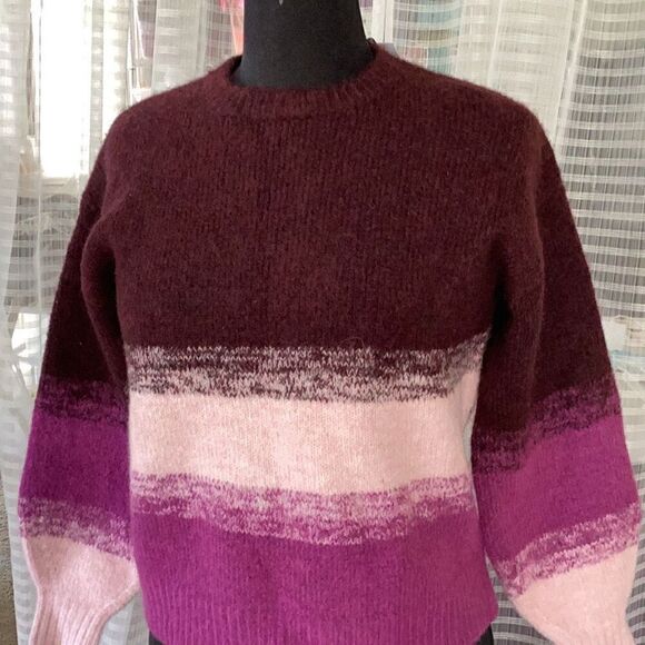 NWT UGG Alessa Crewneck Wool Sweater Women’s XS Rosewood Colorblock - Picture 4 of 8